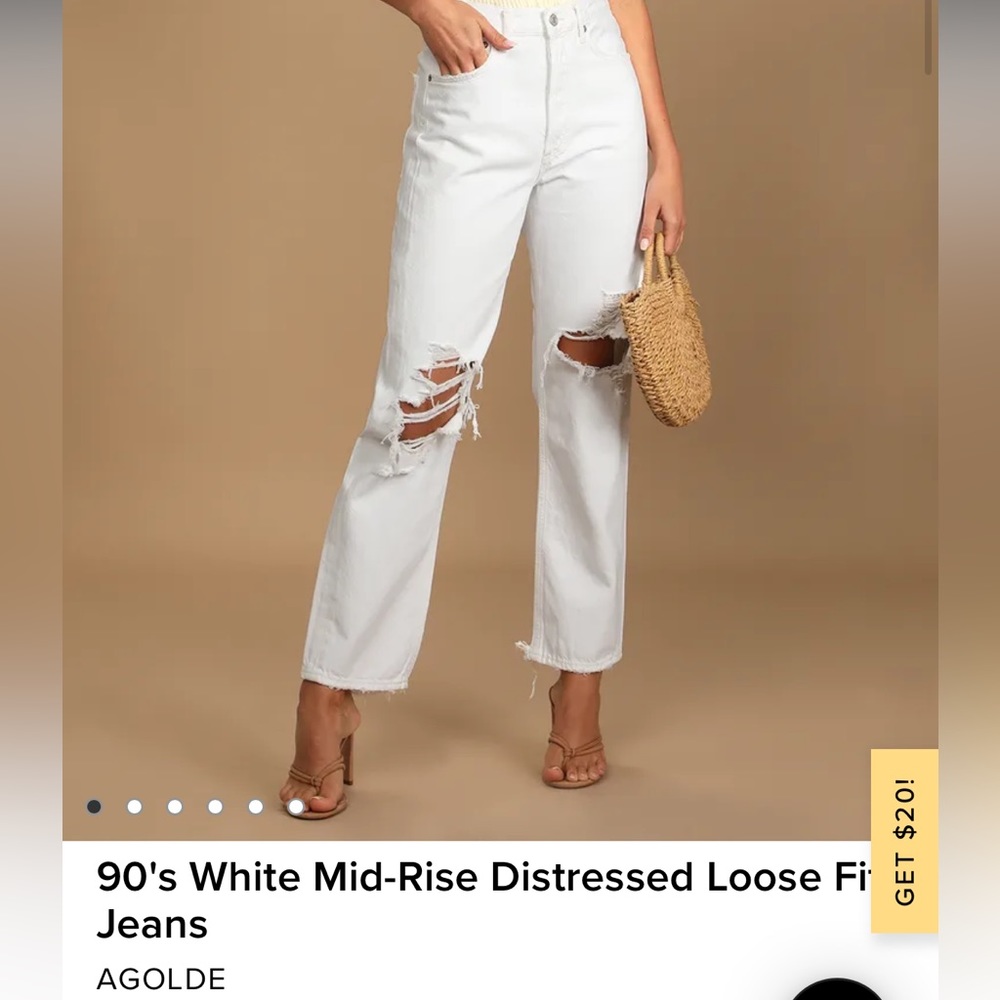 Agolde 24 90s White Mid-rise Distressed Loose Fit Jeans!